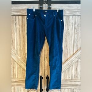 Blue Mid-Rise Corduroy Pants